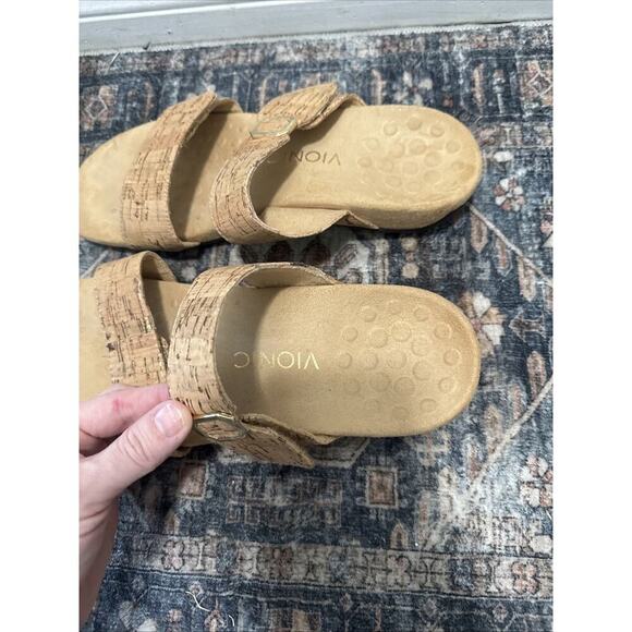 Vionic Womens Natoma Platform Wedge Sandals Brown Leather Buckle Strap Slip On 8 - Picture 4 of 7